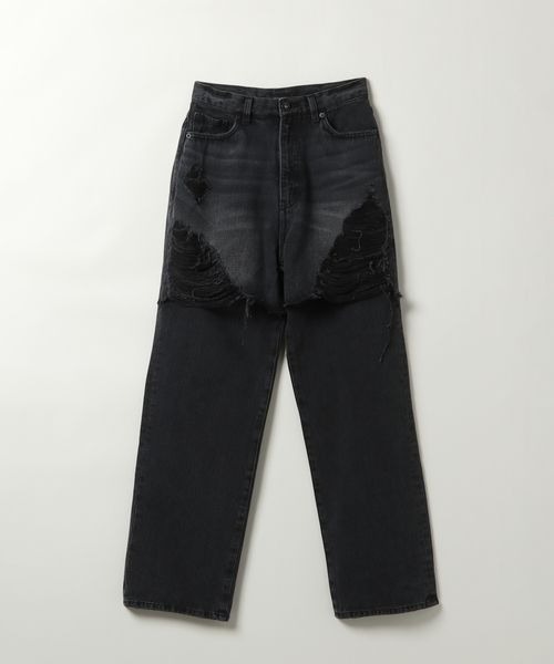 J5024 美品 ナンバーナイン 01AWスタンダード期クラッシュデニムパンツ