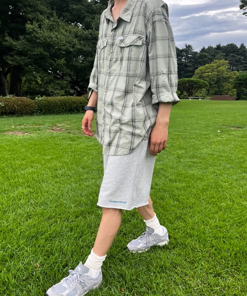 CAMPHOR WOOD（カンファーウッド）の「roll neck wide baggy sweat half pants / ロールネックスウェットワイドバギーハーフパンツ（スウェットパンツ・メンズ・オートミール/杢グレー・SMALL/MEDIUM/LARGE）」の4枚目の写真