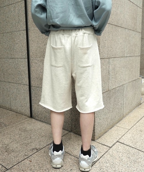 CAMPHOR WOOD（カンファーウッド）の「roll neck wide baggy sweat half pants / ロールネックスウェットワイドバギーハーフパンツ（スウェットパンツ・メンズ・オートミール/杢グレー・SMALL/MEDIUM/LARGE）」の20枚目の写真
