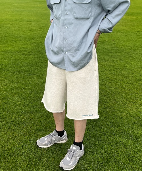 CAMPHOR WOOD（カンファーウッド）の「roll neck wide baggy sweat half pants / ロールネックスウェットワイドバギーハーフパンツ（スウェットパンツ・メンズ・オートミール/杢グレー・SMALL/MEDIUM/LARGE）」の6枚目の写真