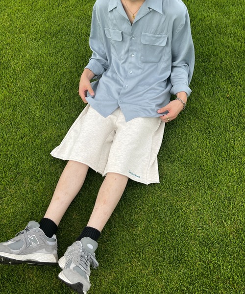 CAMPHOR WOOD（カンファーウッド）の「roll neck wide baggy sweat half pants / ロールネックスウェットワイドバギーハーフパンツ（スウェットパンツ・メンズ・オートミール/杢グレー・SMALL/MEDIUM/LARGE）」の7枚目の写真