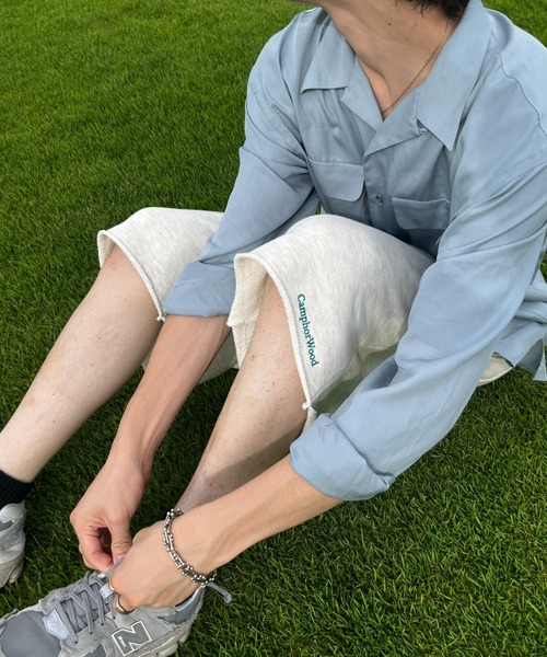 CAMPHOR WOOD（カンファーウッド）の「roll neck wide baggy sweat half pants / ロールネックスウェットワイドバギーハーフパンツ（スウェットパンツ・メンズ・オートミール/杢グレー・SMALL/MEDIUM/LARGE）」の8枚目の写真
