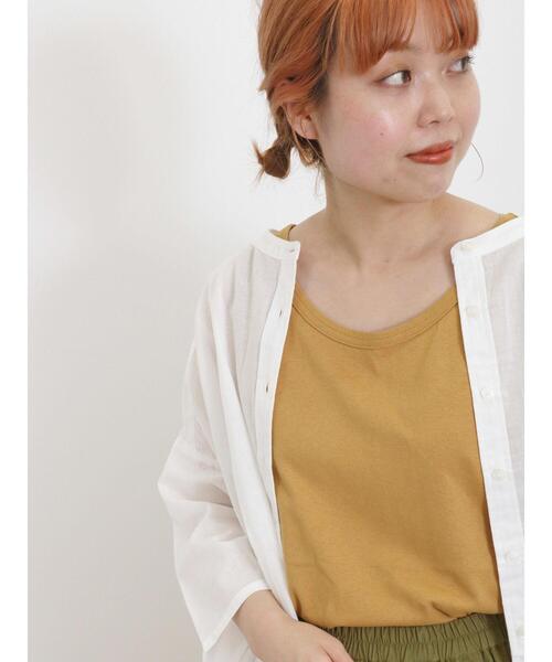 Samansa Mos2（サマンサ モスモス）の「【USAコットン】ノースリーブ（タンクトップ・レディース・ブラック/オフホワイト/モカ/パープル/マスタード/グリーン・F）」の6枚目の写真