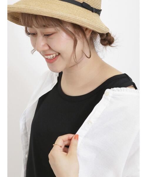 Samansa Mos2（サマンサ モスモス）の「【USAコットン】ノースリーブ（タンクトップ・レディース・ブラック/オフホワイト/モカ/パープル/マスタード/グリーン・F）」の2枚目の写真