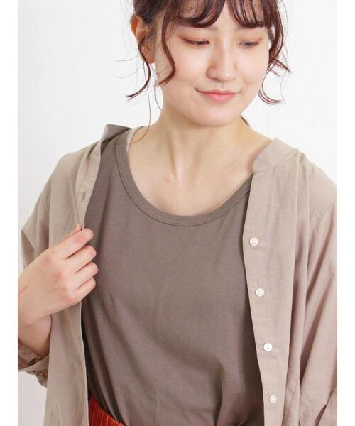 Samansa Mos2（サマンサ モスモス）の「【USAコットン】ノースリーブ（タンクトップ・レディース・ブラック/オフホワイト/モカ/パープル/マスタード/グリーン・F）」の7枚目の写真