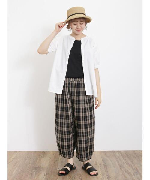 Samansa Mos2（サマンサ モスモス）の「【USAコットン】ノースリーブ（タンクトップ・レディース・ブラック/オフホワイト/モカ/パープル/マスタード/グリーン・F）」の10枚目の写真