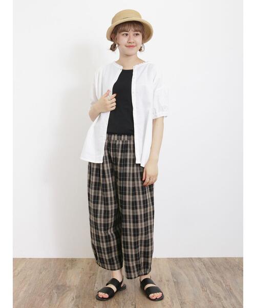 Samansa Mos2（サマンサ モスモス）の「【USAコットン】ノースリーブ（タンクトップ・レディース・ブラック/オフホワイト/モカ/パープル/マスタード/グリーン・F）」の11枚目の写真