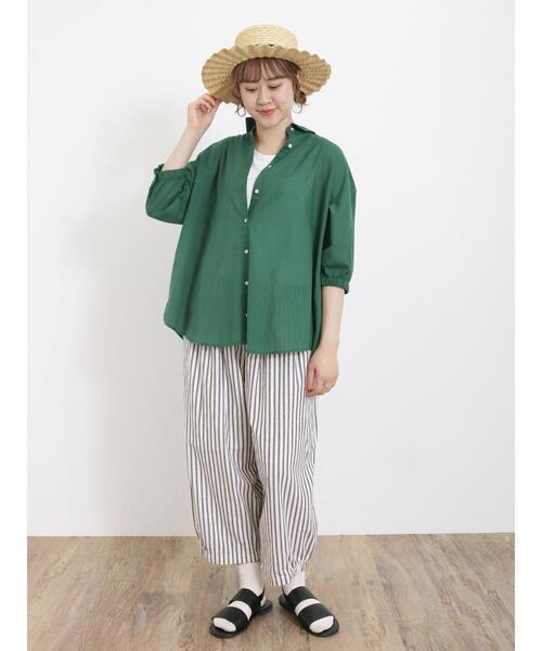 Samansa Mos2（サマンサ モスモス）の「【USAコットン】ノースリーブ（タンクトップ・レディース・ブラック/オフホワイト/モカ/パープル/マスタード/グリーン・F）」の14枚目の写真