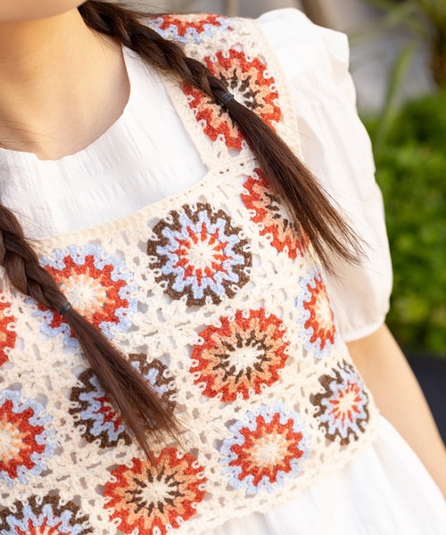 SpRay（スプレイ）の「花クロシェスクエアビスチェ（タンクトップ・レディース・アイボリー/ブラック・FREE）」の16枚目の写真