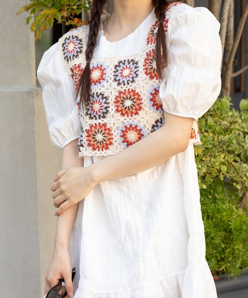 SpRay（スプレイ）の「花クロシェスクエアビスチェ（タンクトップ・レディース・アイボリー/ブラック・FREE）」の18枚目の写真