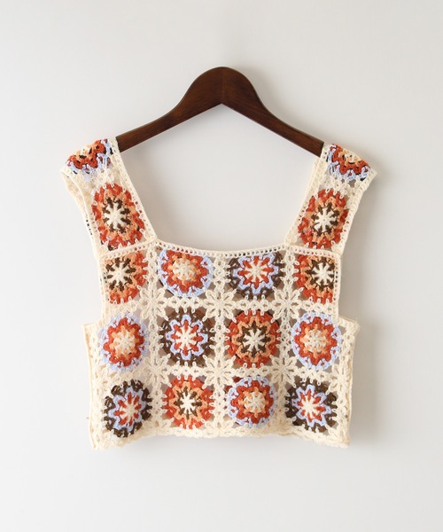 SpRay（スプレイ）の「花クロシェスクエアビスチェ（タンクトップ・レディース・アイボリー/ブラック・FREE）」の22枚目の写真