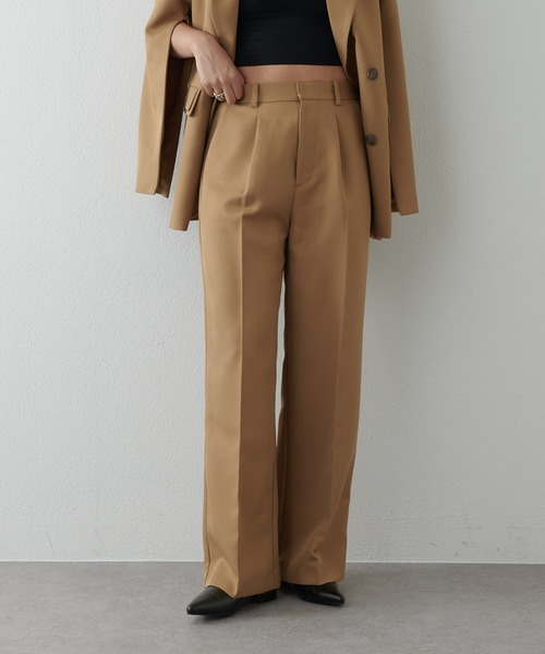 セットアップ対応】ストレッチツイルワイドパンツ（スラックス