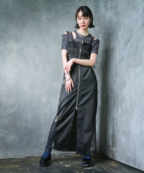 HARE（ハレ）の「【EDGY MODE】カットデザインリブT（Tシャツ/カットソー・レディース・ブラック/ホワイト・FREE）」の5枚目の写真