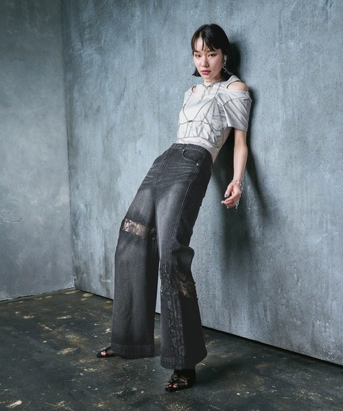 HARE（ハレ）の「【EDGY MODE】カットデザインリブT（Tシャツ/カットソー・レディース・ブラック/ホワイト・FREE）」の9枚目の写真