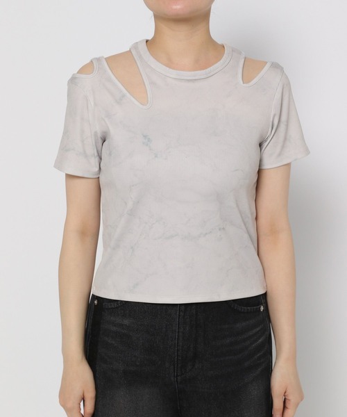 HARE（ハレ）の「【EDGY MODE】カットデザインリブT（Tシャツ/カットソー・レディース・ブラック/ホワイト・FREE）」の19枚目の写真