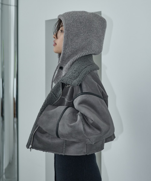 AIC.（エーアイシー）の「ムートンライクショートボアジャケット（ムートンコート・レディース・チャコールグレー/アイボリー/ブラック・FREE）」の19枚目の写真