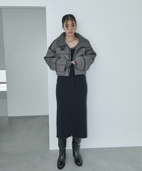 AIC.（エーアイシー）の「ムートンライクショートボアジャケット（ムートンコート・レディース・チャコールグレー/アイボリー/ブラック・FREE）」の20枚目の写真