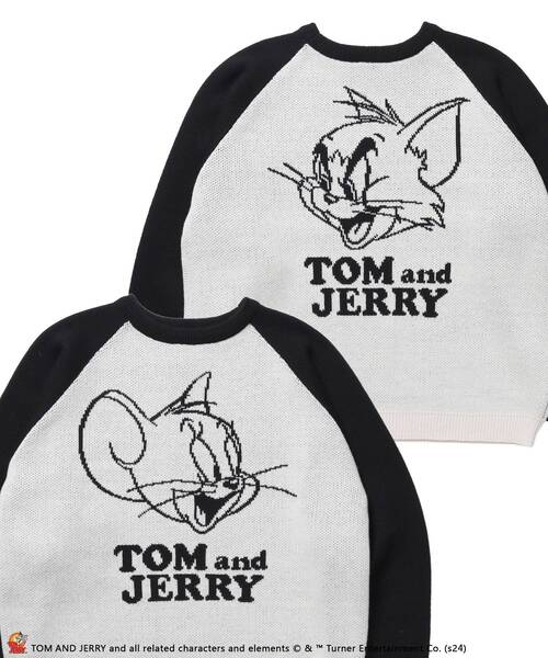 【セール】【SEQUENZ（シークエンズ）】TJ CAN'T CHOOSE RAGLAN KNIT / ニット クルーネック ラグラン 配色 ジャガード トム & ジェリー（ニット/セーター）｜TOM&JERRY（トムアンドジェリー） 5,430円