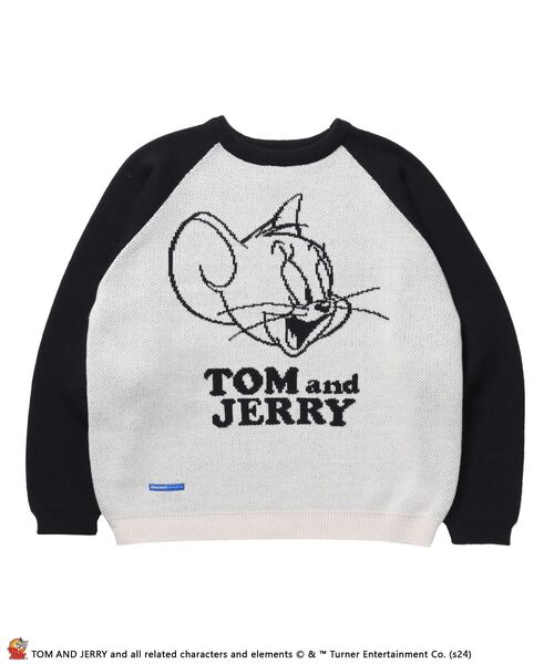 【セール】【SEQUENZ（シークエンズ）】TJ CAN'T CHOOSE RAGLAN KNIT / ニット クルーネック ラグラン 配色 ジャガード トム & ジェリー（ニット/セーター）｜TOM&JERRY（トムアンドジェリー）