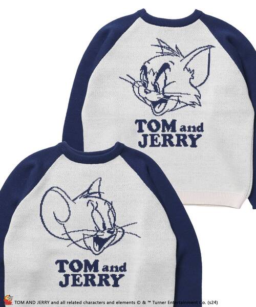 【セール】【SEQUENZ（シークエンズ）】TJ CAN'T CHOOSE RAGLAN KNIT / ニット クルーネック ラグラン 配色 ジャガード トム & ジェリー（ニット/セーター）｜TOM&JERRY（トムアンドジェリー）