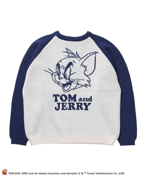 【セール】【SEQUENZ（シークエンズ）】TJ CAN'T CHOOSE RAGLAN KNIT / ニット クルーネック ラグラン 配色 ジャガード トム & ジェリー（ニット/セーター）｜TOM&JERRY（トムアンドジェリー）