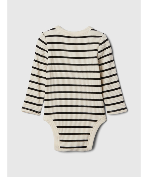 GAP(ギャップ)の「クロスオーバー リブ ボディスーツ (ベビー)(ロンパース・キッズ・ブラック×ホワイト/ベージュ・80cm/70cm/50cm/60cm)」の3枚目の写真
