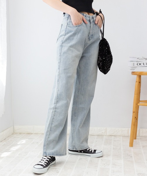 pumpkin port(パンプキンポート)の「デニムワイドパンツ(デニムパンツ・レディース・ブルー/ライトブルー・S/M/L)」の19枚目の写真