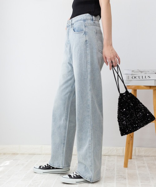 pumpkin port(パンプキンポート)の「デニムワイドパンツ(デニムパンツ・レディース・ブルー/ライトブルー・S/M/L)」の18枚目の写真