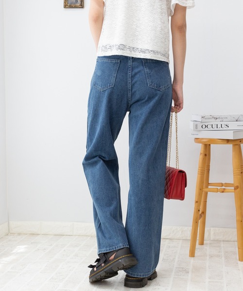 pumpkin port(パンプキンポート)の「デニムワイドパンツ(デニムパンツ・レディース・ブルー/ライトブルー・S/M/L)」の10枚目の写真