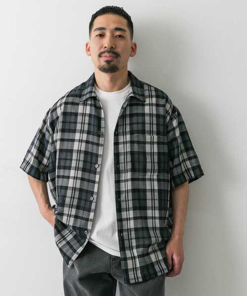URBAN RESEARCH DOORS（アーバンリサーチドアーズ）の「カラミ織チェックシャツ（シャツ/ブラウス・メンズ・グリーン系その他/ブラック系その他・MEDIUM/LARGE）」の3枚目の写真