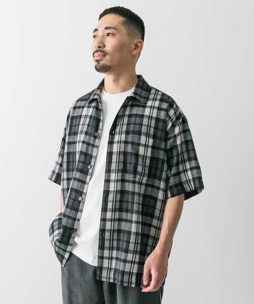 URBAN RESEARCH DOORS（アーバンリサーチドアーズ）の「カラミ織チェックシャツ（シャツ/ブラウス・メンズ・グリーン系その他/ブラック系その他・MEDIUM/LARGE）」の5枚目の写真