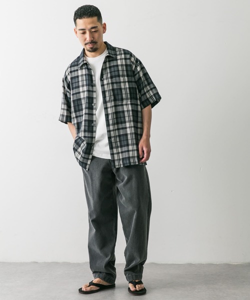 URBAN RESEARCH DOORS（アーバンリサーチドアーズ）の「カラミ織チェックシャツ（シャツ/ブラウス・メンズ・グリーン系その他/ブラック系その他・MEDIUM/LARGE）」の8枚目の写真