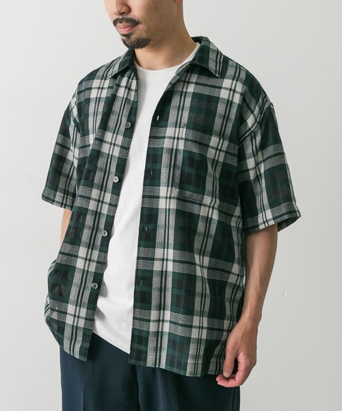 URBAN RESEARCH DOORS（アーバンリサーチドアーズ）の「カラミ織チェックシャツ（シャツ/ブラウス・メンズ・グリーン系その他/ブラック系その他・MEDIUM/LARGE）」の9枚目の写真