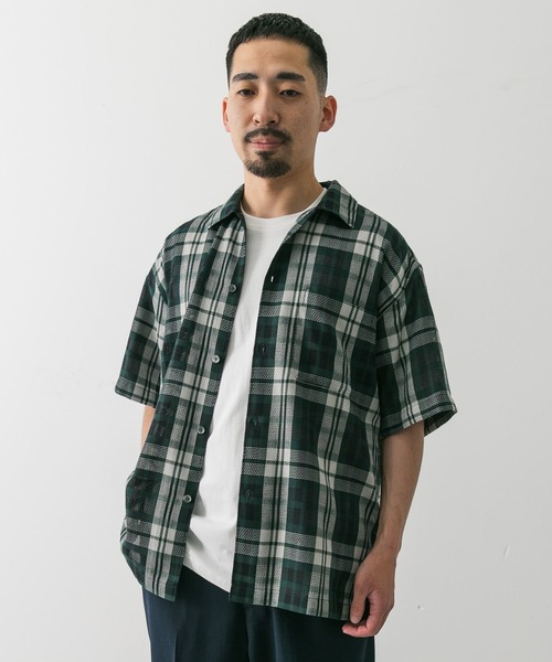 URBAN RESEARCH DOORS（アーバンリサーチドアーズ）の「カラミ織チェックシャツ（シャツ/ブラウス・メンズ・グリーン系その他/ブラック系その他・MEDIUM/LARGE）」の10枚目の写真