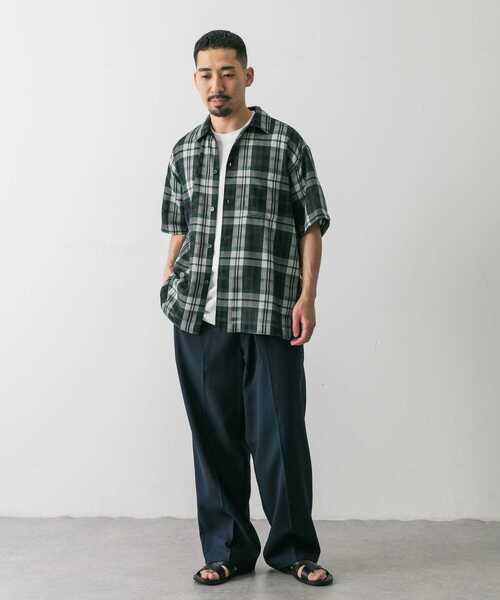 URBAN RESEARCH DOORS（アーバンリサーチドアーズ）の「カラミ織チェックシャツ（シャツ/ブラウス・メンズ・グリーン系その他/ブラック系その他・MEDIUM/LARGE）」の12枚目の写真