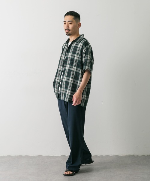 URBAN RESEARCH DOORS（アーバンリサーチドアーズ）の「カラミ織チェックシャツ（シャツ/ブラウス・メンズ・グリーン系その他/ブラック系その他・MEDIUM/LARGE）」の13枚目の写真