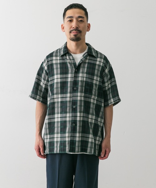 URBAN RESEARCH DOORS（アーバンリサーチドアーズ）の「カラミ織チェックシャツ（シャツ/ブラウス・メンズ・グリーン系その他/ブラック系その他・MEDIUM/LARGE）」の14枚目の写真