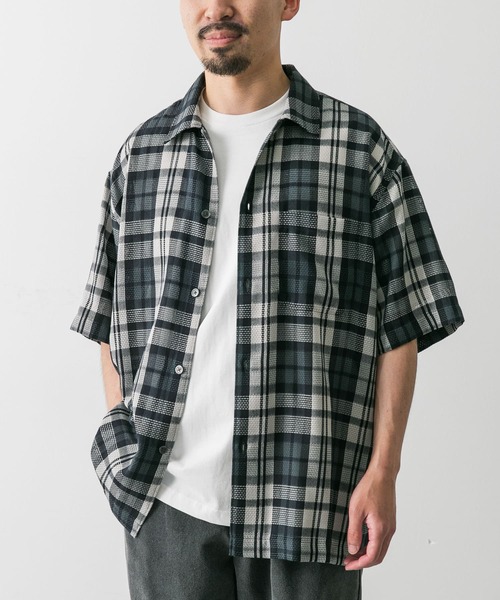 URBAN RESEARCH DOORS（アーバンリサーチドアーズ）の「カラミ織チェックシャツ（シャツ/ブラウス・メンズ・グリーン系その他/ブラック系その他・MEDIUM/LARGE）」の20枚目の写真
