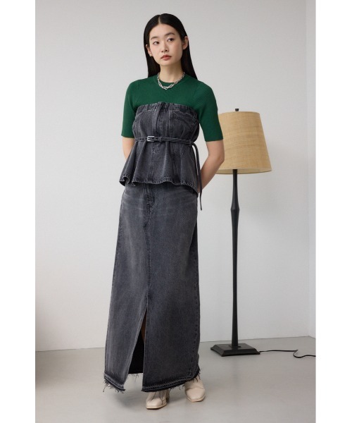 AZUL by moussy(アズールバイマウジー)の「デニムベアビスチェ(キャミソール・レディース・ライトブラック/ブルー・FREE)」の22枚目の写真