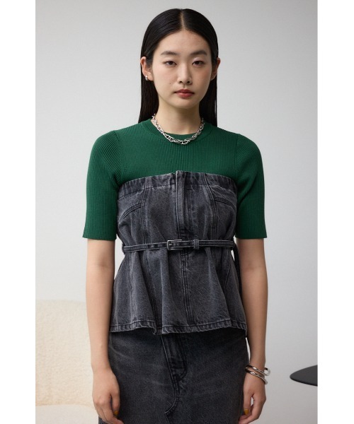 AZUL by moussy(アズールバイマウジー)の「デニムベアビスチェ(キャミソール・レディース・ライトブラック/ブルー・FREE)」の21枚目の写真