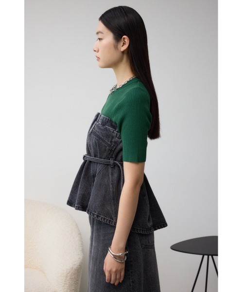 AZUL by moussy(アズールバイマウジー)の「デニムベアビスチェ(キャミソール・レディース・ライトブラック/ブルー・FREE)」の20枚目の写真