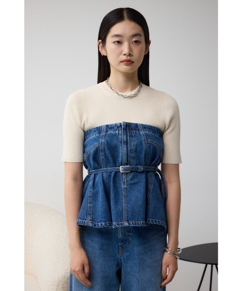 AZUL by moussy(アズールバイマウジー)の「デニムベアビスチェ(キャミソール・レディース・ライトブラック/ブルー・FREE)」の10枚目の写真
