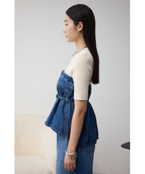 AZUL by moussy(アズールバイマウジー)の「デニムベアビスチェ(キャミソール・レディース・ライトブラック/ブルー・FREE)」の9枚目の写真