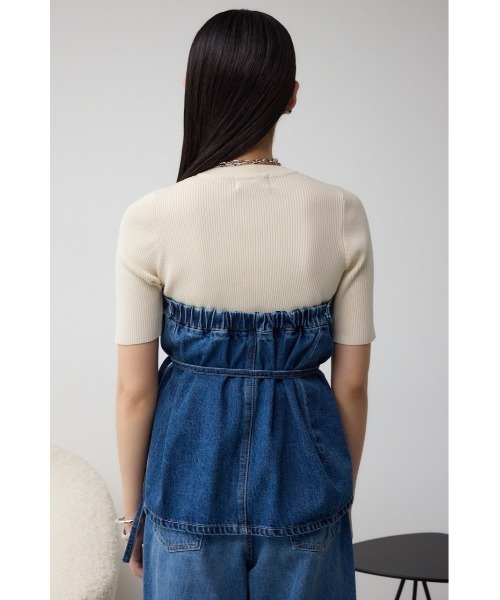 AZUL by moussy(アズールバイマウジー)の「デニムベアビスチェ(キャミソール・レディース・ライトブラック/ブルー・FREE)」の8枚目の写真