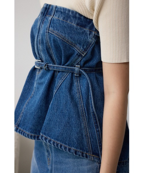 AZUL by moussy(アズールバイマウジー)の「デニムベアビスチェ(キャミソール・レディース・ライトブラック/ブルー・FREE)」の5枚目の写真