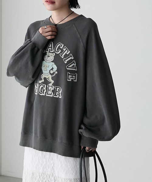 forksy.】アソートフロッキープリントピグメント加工スウェット forksy