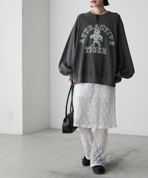 forksy.】アソートフロッキープリントピグメント加工スウェット forksy