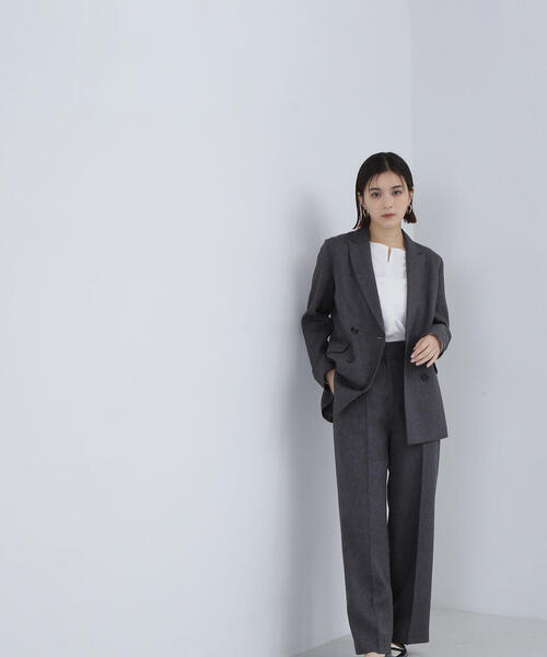 NATURAL BEAUTY BASIC（ナチュラルビューティーベーシック）の「◇シャークスキン SETUP ワイドパンツ（その他パンツ・レディース・ダークブラウン/チャコールグレー・MEDIUM/SMALL/X-SMALL）」の6枚目の写真