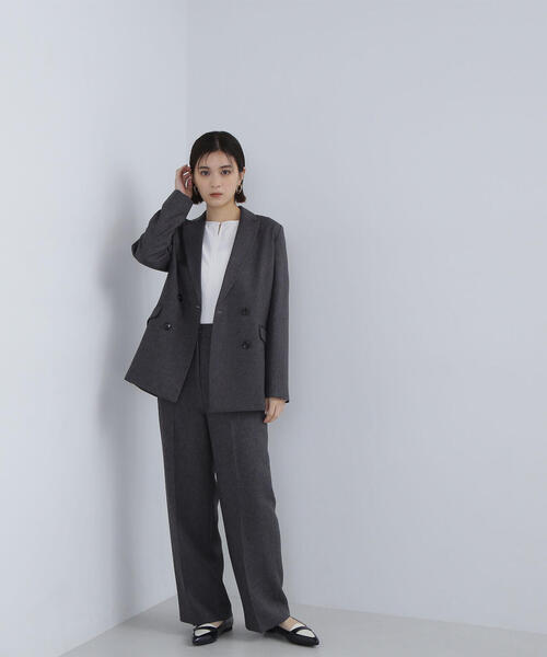 NATURAL BEAUTY BASIC（ナチュラルビューティーベーシック）の「◇シャークスキン SETUP ワイドパンツ（その他パンツ・レディース・ダークブラウン/チャコールグレー・MEDIUM/SMALL/X-SMALL）」の7枚目の写真