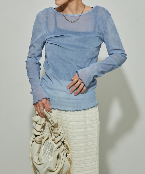 MONOHA バックオープン ダークグレー トップス セール】シアー